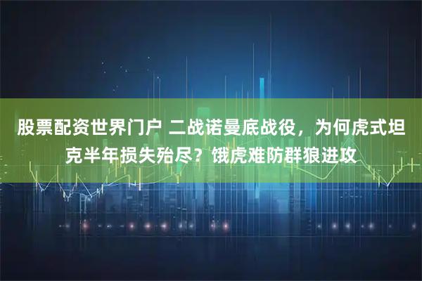 股票配资世界门户 二战诺曼底战役，为何虎式坦克半年损失殆尽？饿虎难防群狼进攻